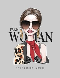 woman slogan with hand drawn fashion model illustration