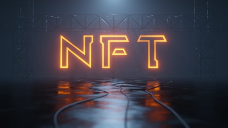 a neon light sign nft. 3d illustration