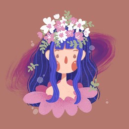 girl with pink floral headpiece crown