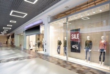 bright and fashionable window of modern european store