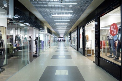 bright and fashionable window of modern european store