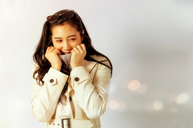 women enjoying winter tourism
concept : smiles and joys of beautiful asian women tourists wearing winter travel fashion dresses of pacific countries : selective focus