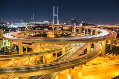  beautiful shanghai nanpu bridge at night ,china 