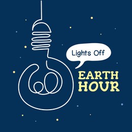 earth hour. light bulb continuous line art drawing. abstract minimal eco energy saving concept art. lights off 60 minutes flat vector illustration.