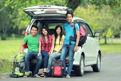 a group of friends on a hiking / camping trip together