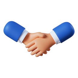 3d illustration. deal icon. cartoon character handshake. business clip art isolated on white background.