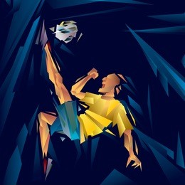 abstract soccer player, art cubism (vector art)