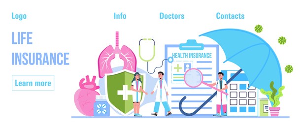 life, healthcare insurance vector concept, doctor fill health online form insurance. help agent service for calculate insurance bill. insurance broker, social paid benefit, emergency risk.