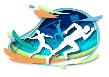 athletics sport events. athlete silhouettes, vector illustration in paper art style. sprints. pole vault. javelin throw. track and field, sport championship.