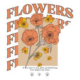 autumn flower illustration with college slogan text. vector graphics for t-shirt print and other uses.