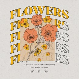 autumn flower illustration with college slogan text. vector graphics for t-shirt print and other uses.