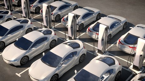 parking electric cars. charging stations, fast charging cars. 3d illustration. high quality photo
