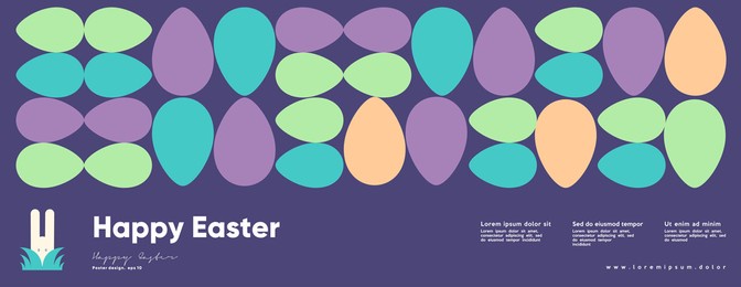 happy easter. flat vector illustration. abstract backgrounds, geometric patterns for the easter holiday. poster, banner, flyer. egg packaging label. ornament, spring symbols, eggs, flowers. 