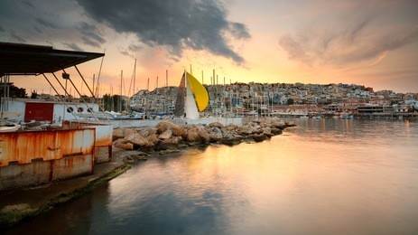 yachts in mikrolimano marina in piraeus, athens.