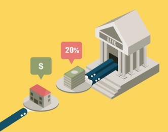 mortgage house to the bank. business concept design. flat elements. vector