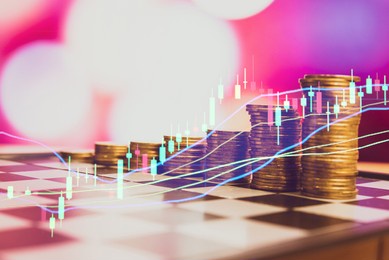 close up of top important cryptocurrencies which dollar bank note in background. which including of bitcoin, ethereum, xrp, dash, btc and ripple coin. business and financial as concept.