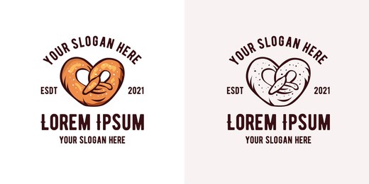 pretzel vector logo design. perfect for homemade baking sign, cafe, packaging, cooking.