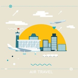travel lifestyle concept of planning a summer vacation tourism and journey symbol airplane airport city modern flat design icon template vector illustration
