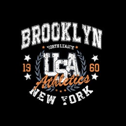 brooklyn college typography for t-shirt. newyork slogan tee shirt, sport apparel print. ny vintage graphics. vector illustration.
