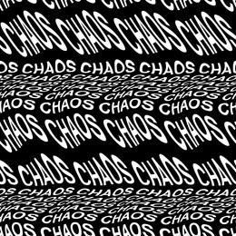 chaos word warped, distorted, repeated, and arranged into seamless pattern background. high quality illustration. modern wavy text composition for background or surface print. typography.