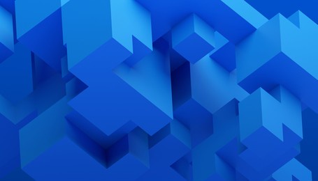 abstract 3d render, blue geometric background design with cubes