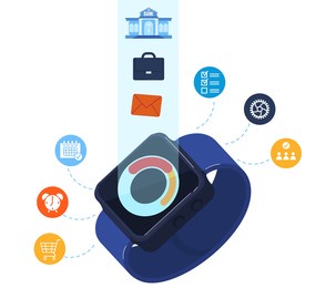 watch clock smart, technology modern, wearable screen mobile arrangement element, design, in flat style vector illustration.