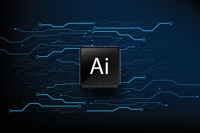 ai artificial intelligence technology cpu chipset with print circuit board dot connection line element abstract background vector illustration eps10