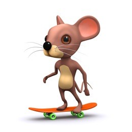 3d render of a mouse on a skateboard