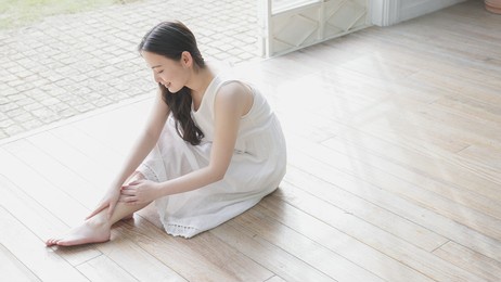 beautiful asian woman at home