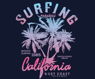 california beach  gradient palm tree vector design. summer look apparel design. tee print vector design with typography.