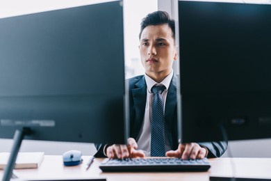 asian business people are focused on working 
