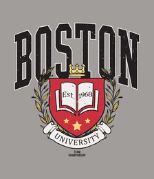 college print for sweatshirt, t-shirt print and other uses.