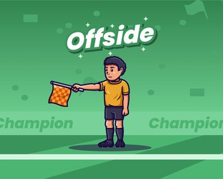 simple cartoon illustration football referee offside foul
