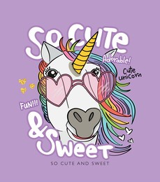 so cute and sweet slogan text and unicorn drawing, design for fashion graphics, t shirt prints, posters, greeting cards etc