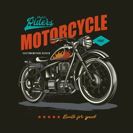 original vector illustration in retro style. american motorcycle custom made. t-shirt design