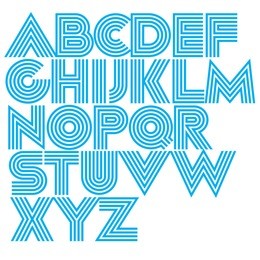vector decorative geometric font. modern type made of concentric lines