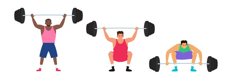 weight lifter athletes lifting heavy  barbell vector illustration