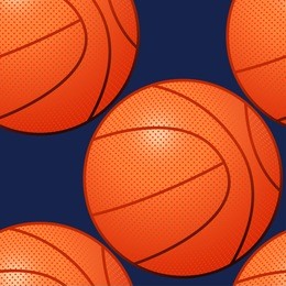 an orange basketball seamless pattern in a 3d style.