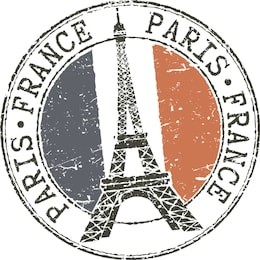 rubber grunge stamp 'paris-france' with eiffel tower and french flag