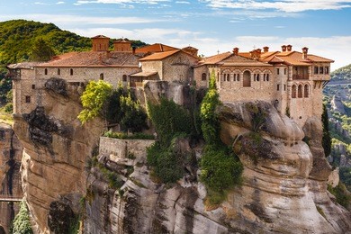 varlaam monastery in meteora rocks, meaning "suspended into air" in trikala, greece