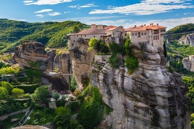 varlaam monastery in meteora rocks, meaning "suspended into air" in trikala, greece