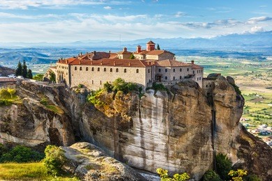st stefan monastery in meteora rocks, meaning "suspended into air" in trikala, greece