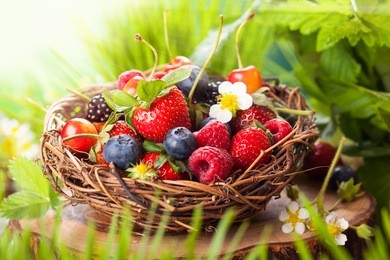 a basket of mixed summer berries