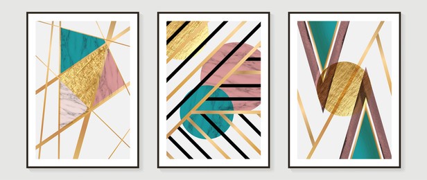 abstract math art background vector. modern block color art wallpaper. geometric marbling gold style texture. cubism s low-poly backgrounds. good for home deco, wall art, poster, invite and cover.