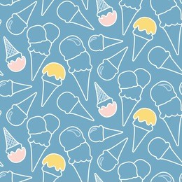 seamless summer ice cream pattern (blue background)