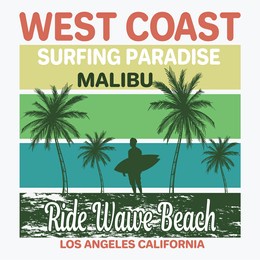 california ocean side stylish t-shirt and apparel trendy design with palm trees silhouettes,
