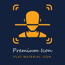 facial recognition premium material ui ux isolated vector icon in navy blue and orange colors
