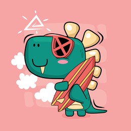 cute dino hand drawn illustration