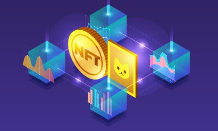 nft non-fungible token vector illustrations.