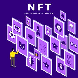 nft non-fungible token vector illustrations.